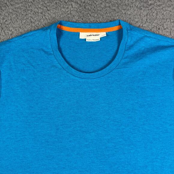 Icebreaker Shirt Mens XL Blue Merino Wool Blend Crewneck Base Layer Performance - Picture 1 of 11